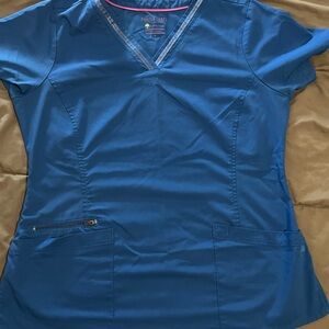 healing hands Royal Blue V-Neck Scrub Top